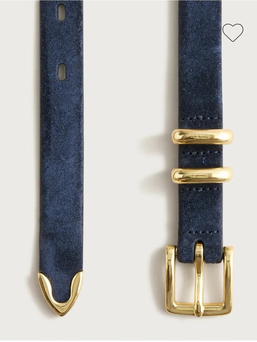 NEW J. Crew Thin Suede Belt Darkest Indigo shiny gold buckle CH541 $70 Navy XS - Picture 2 of 11